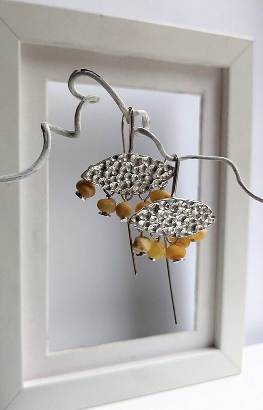 Sudraba auskari "Dzintara vēdeklis"